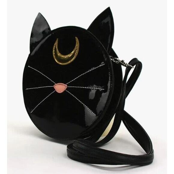 New Mystical Sailor Luna Black Cat Kitten Face Moon Crossbody Womens Bag Purse - Picture 2 of 3